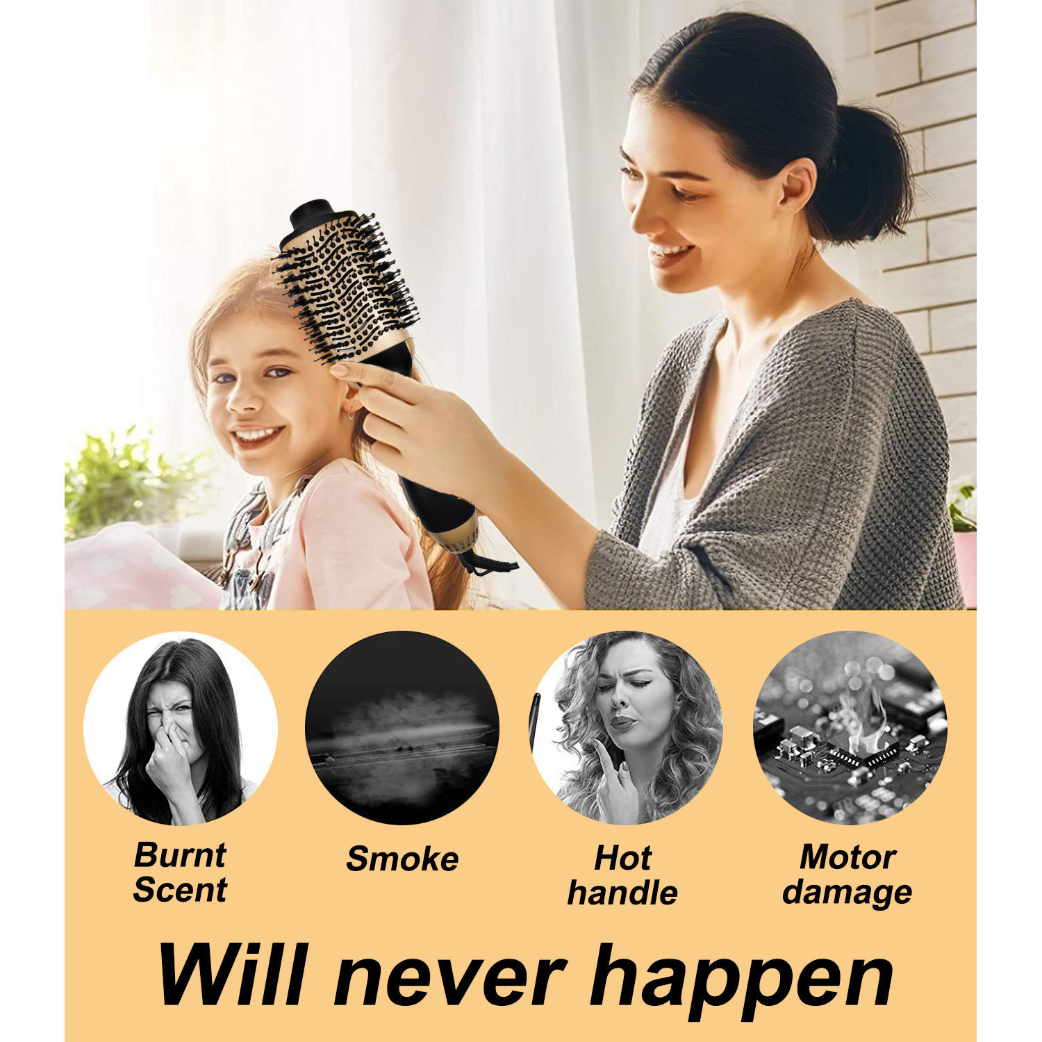 Hair Straightener - Cepillo de aire caliente para secar