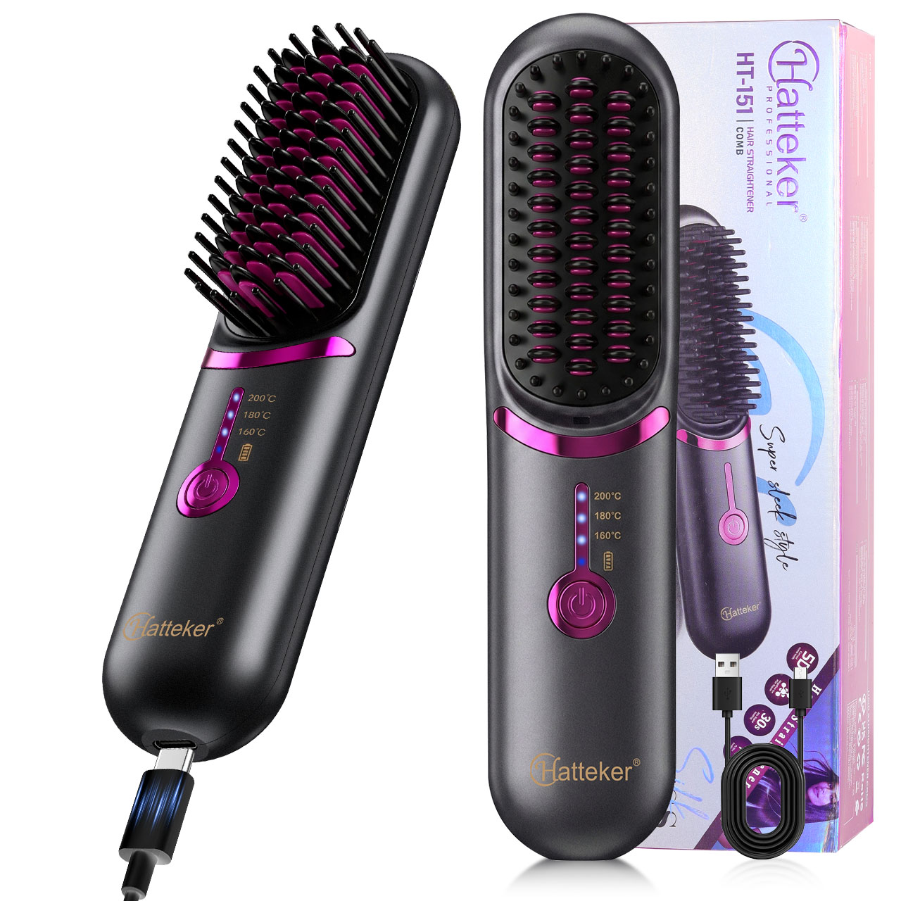 Hair Straightener - Peine Alisador de Cabello Portátil Inalámbrico