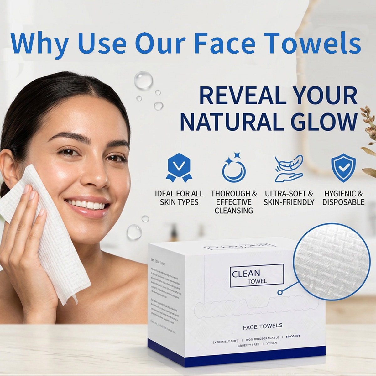 Paquete de 50 Toallitas Facial - Beauty Makeup Vanity reseña y precio