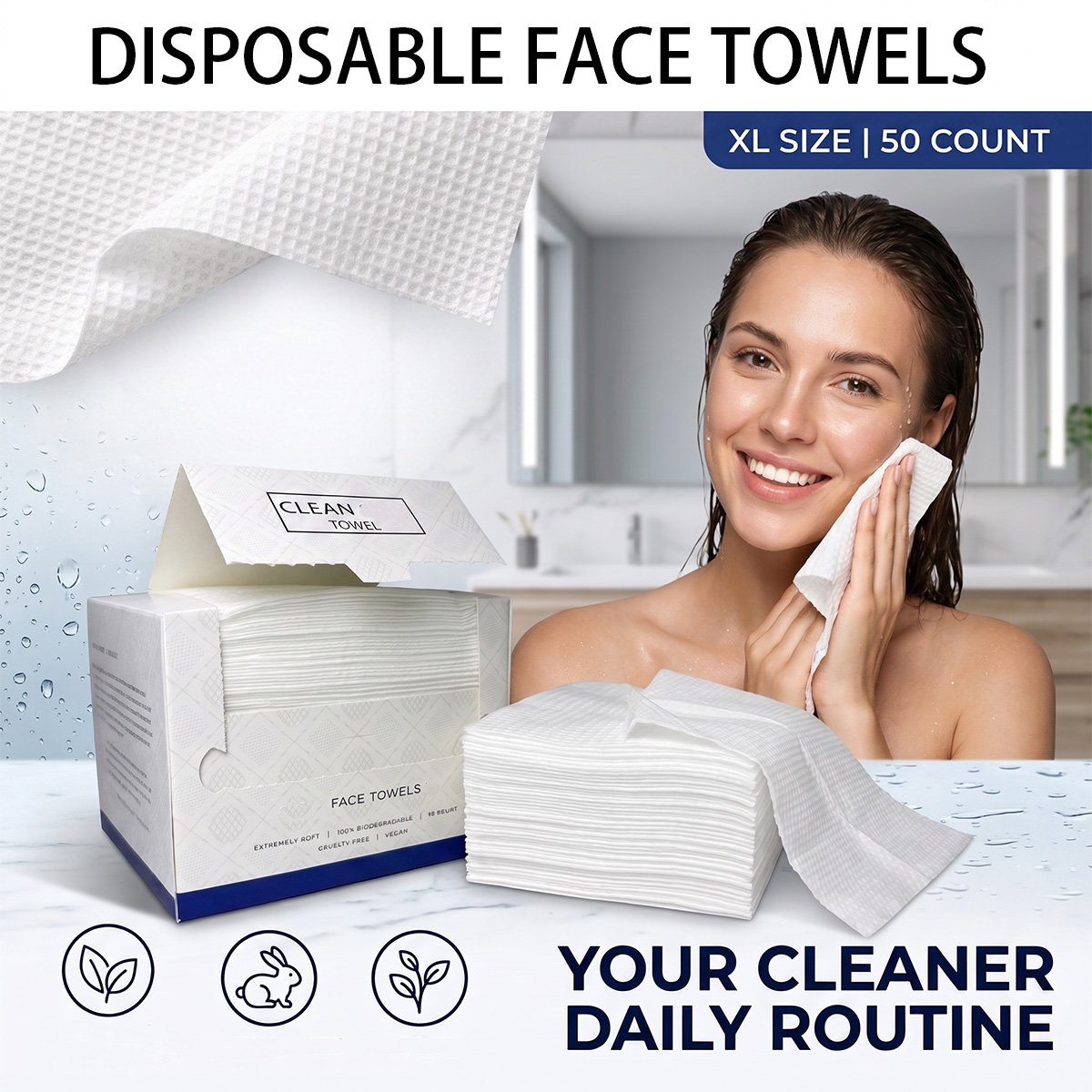 Paquete de 50 Toallitas Facial - Beauty Makeup Vanity reseña y precio